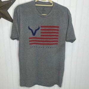 American Cowboy Flag Graphic Tee - Gray